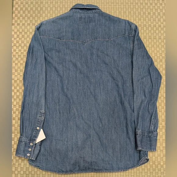 Edwin Pearl Snap Button Western Shirt Blue Relaxed Fit Men's Size Large - Picture 2 of 8